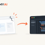 Illustration contrasting an isolated AI sandbox prototype with a change grounded in a real production codebase.